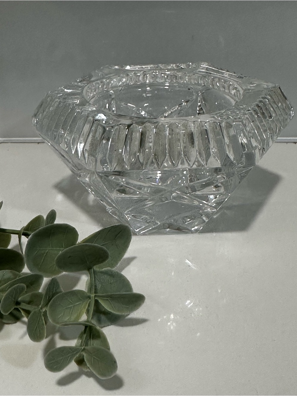 Vintage CRISTAL D’ARQUES 24% LEAD CRYSTAL HEXAGONAL VOTIVE CANDLE HOLDER FRANCE